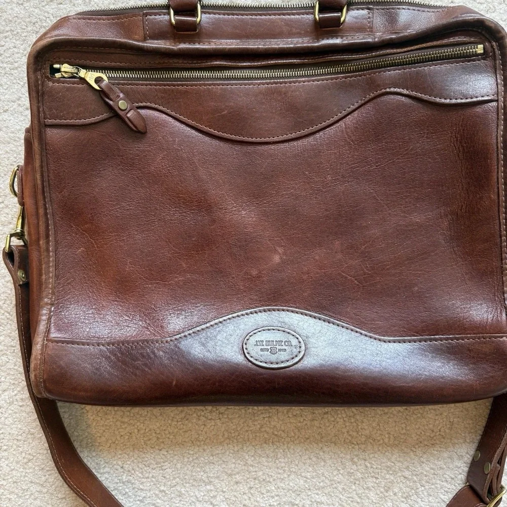 J.W. Hulme Leather‎ Briefcase –Made in USA Vintage Briefcase With Shoulder Strap